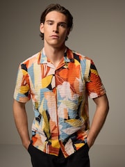 Multicolour Floral Print Textured Short Sleeve Shirt - Image 4 of 8
