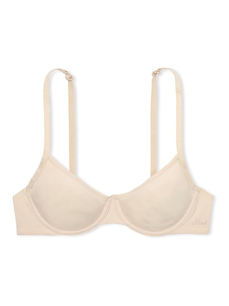 Victoria's Secret PINK Nude Marzipan Soft Stretch Unlined Scoop Bra - Image 3 of 3