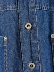 River Island Blue Denim Fitted Midi Shirt Dress - Image 6 of 6