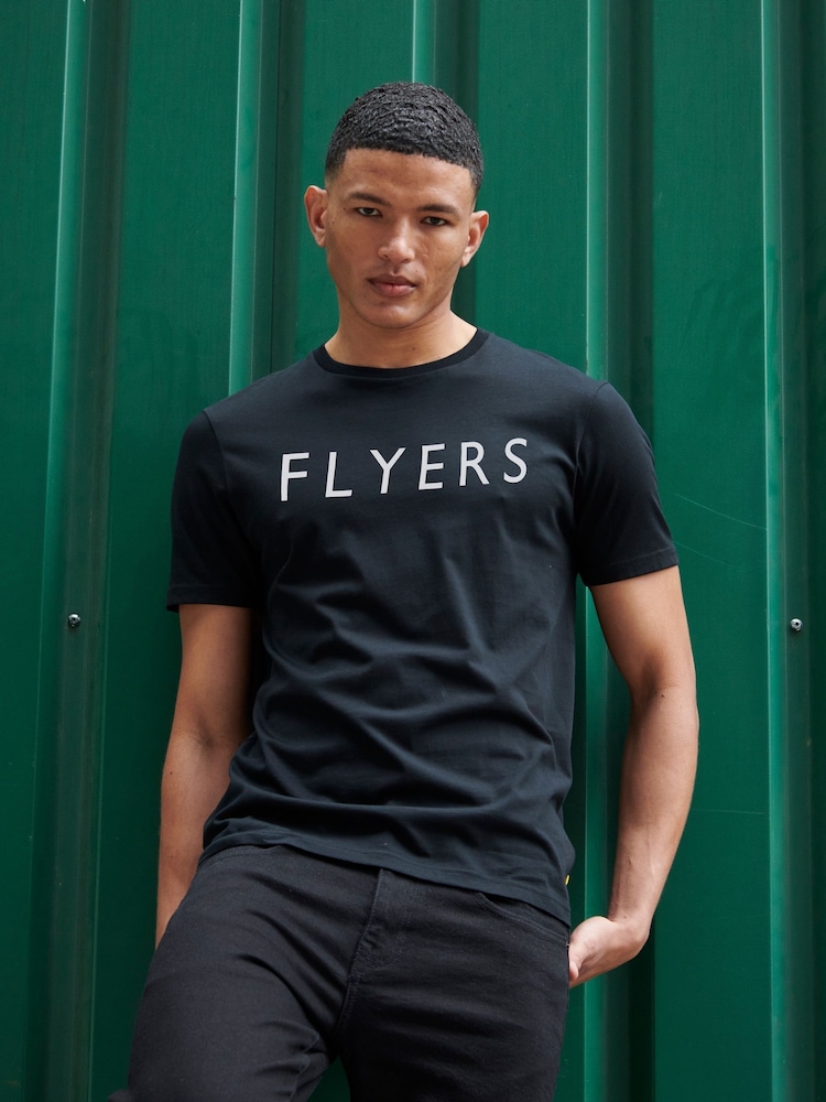 Flyers Mens Classic Fit Text 100% Cotton T-Shirt - Image 1 of 8