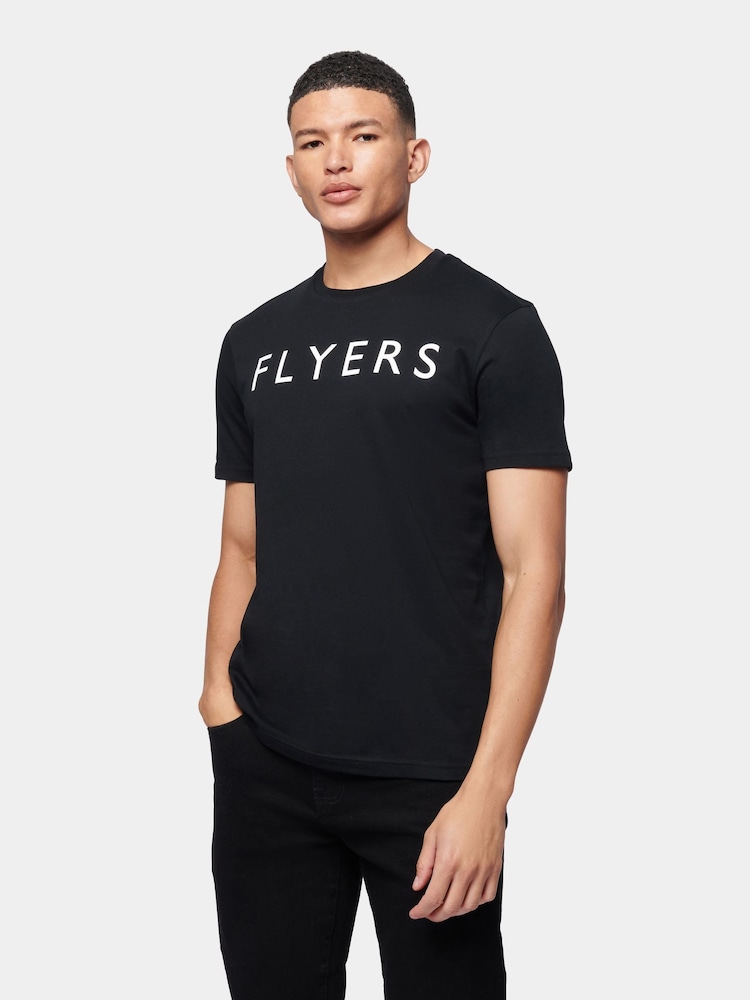 Flyers Mens Classic Fit Text 100% Cotton T-Shirt - Image 5 of 8