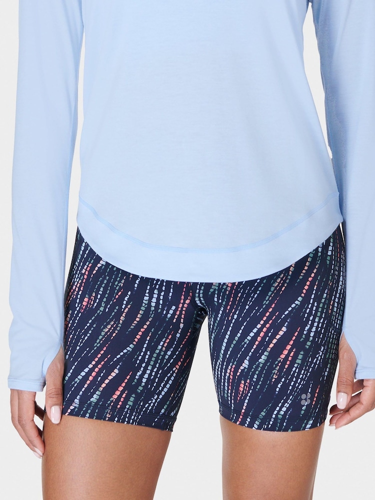 Sweaty Betty Blue Ripple Tie Dye Print Zero Gravity 2.0 6" Running Print Shorts - Image 2 of 10