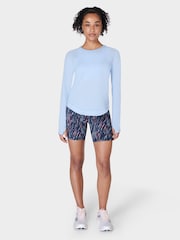 Sweaty Betty Blue Ripple Tie Dye Print Zero Gravity 2.0 6" Running Print Shorts - Image 9 of 10