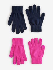 Pink/Navy Blue Magic Touchscreen Gloves 2 Pack - Image 1 of 5