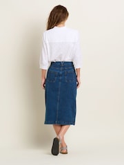 Brakeburn Blue Button Front Denim Midi Skirt - Image 2 of 4