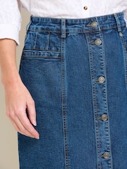 Brakeburn Blue Button Front Denim Midi Skirt - Image 3 of 4