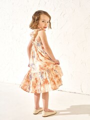 Angel & Rocket Orange 100% Cotton April Pastel Tie Dye Dress - Image 1 of 5