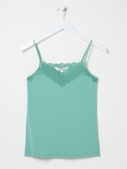 أخضر - FatFace V-Neck Lace Vest Pyjama Top - صورة 5 من 5