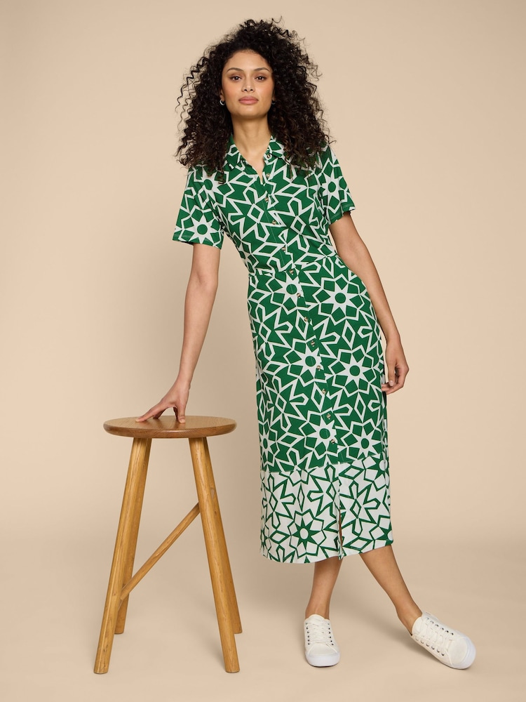 White Stuff Green Rua Jersey Shirt Dress - Image 1 of 7