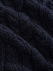 Blue Navy 100% Lambswool Premium Sleeveless Cable Knitted Jumper Tank Vest Top - Image 7 of 7