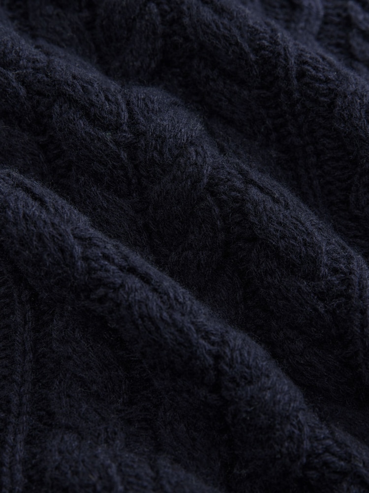 Blue Navy 100% Lambswool Premium Sleeveless Cable Knitted Jumper Tank Vest Top - Image 7 of 7