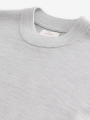 Light Grey Regular Fit Signature 100% Merino Wool Crew Jumper - Image 6 of 8