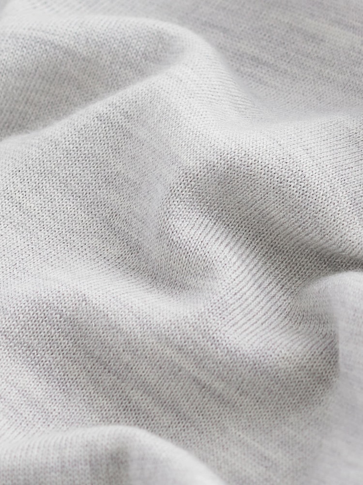 Light Grey Regular Fit Signature 100% Merino Wool Crew Jumper - Image 8 of 8