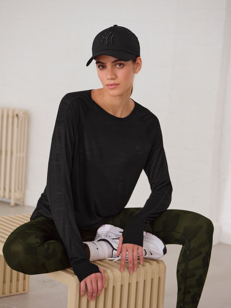 Black Active Lightweight Long Sleeve Top - Image 1 of 8