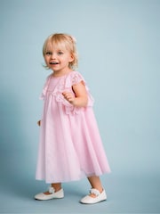 Monsoon Pink Baby Charlotte Frill Dress - Image 1 of 4