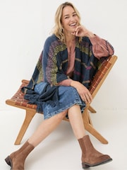 FatFace Navy Stripe Boucle Cape Scarf - Image 2 of 5