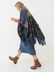 FatFace Navy Stripe Boucle Cape Scarf - Image 3 of 5