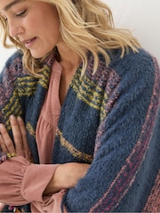 FatFace Navy Stripe Boucle Cape Scarf - Image 4 of 5
