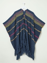 FatFace Navy Stripe Boucle Cape Scarf - Image 5 of 5