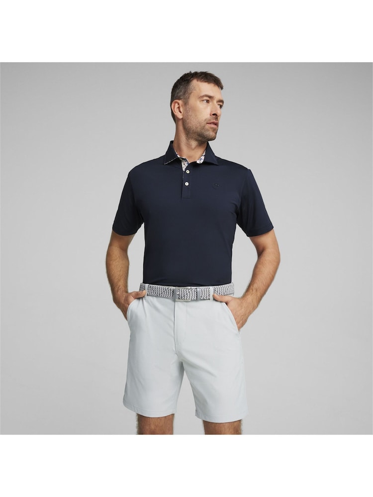 Puma x Arnold Palmer Blue Floral Trim Mens Polo Shirt - Image 1 of 5