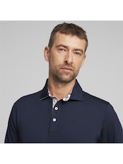 Puma x Arnold Palmer Blue Floral Trim Mens Polo Shirt - Image 3 of 5