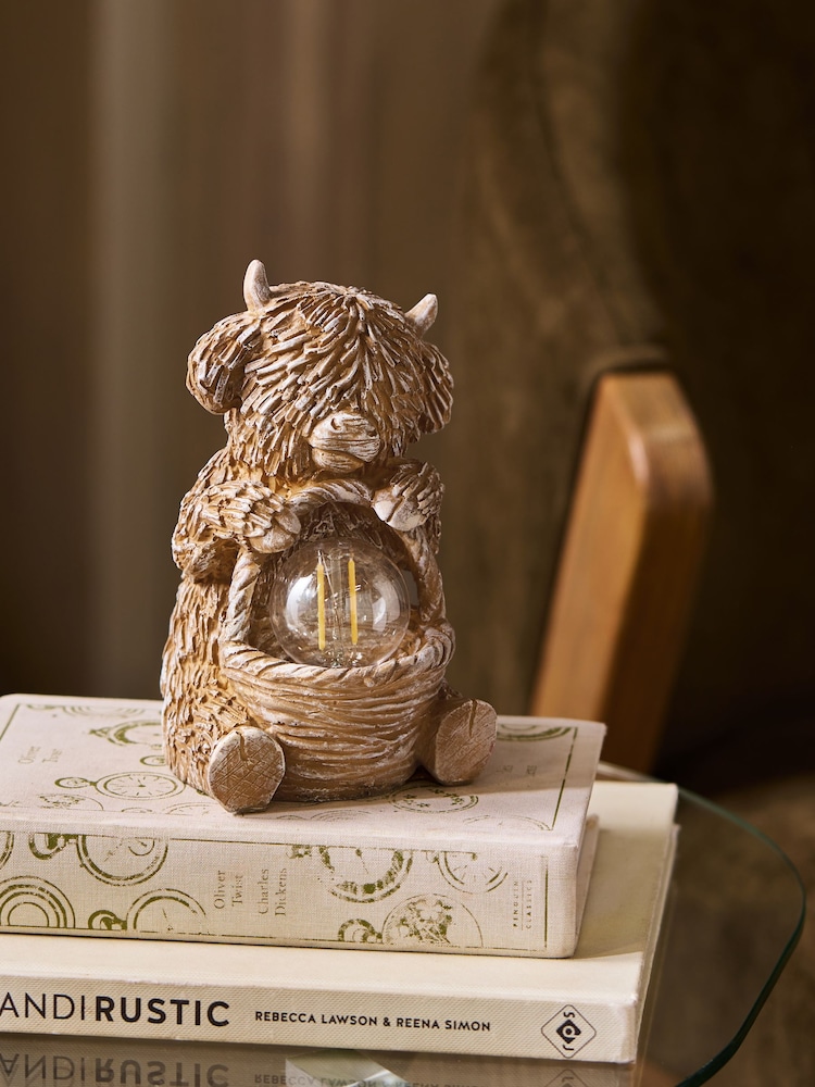 Natural Hamish The Highland Cow with Basket Feature Light - Image 2 of 5