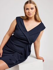 Синий - Yours Curve London Tuxedo Frill Shift платья - Image 4 of 5