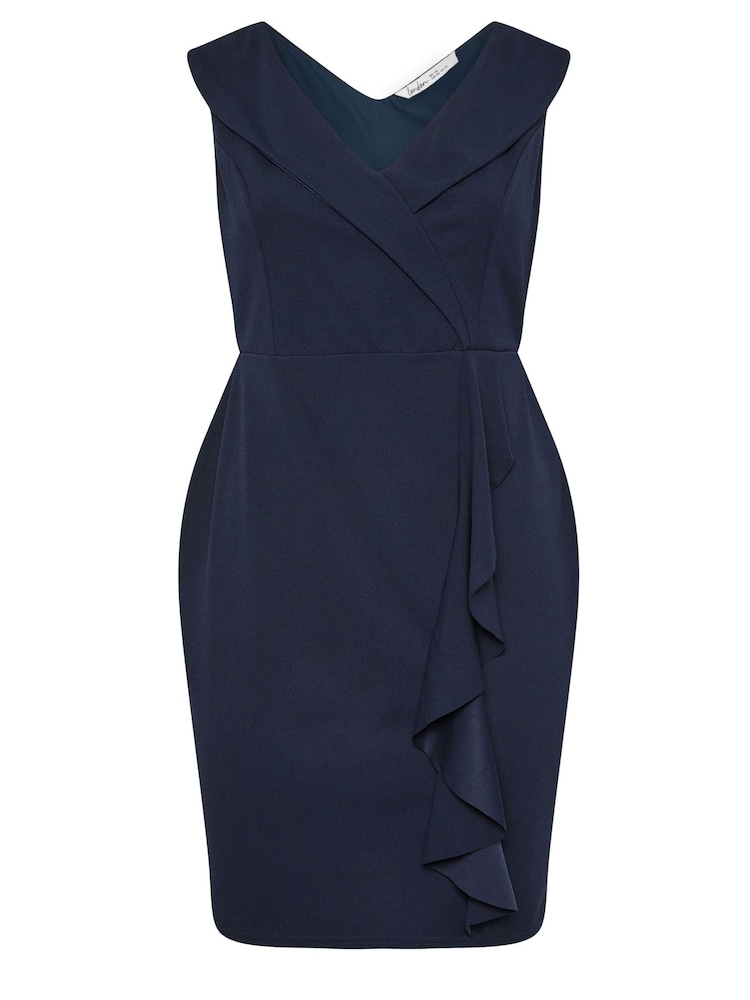 Синий - Yours Curve London Tuxedo Frill Shift платья - Image 5 of 5