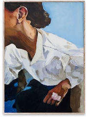 Paper Collective Blue The Man I Met At A Bar Framed Wall Art Print in Natural Oak Frame - Image 1 of 4