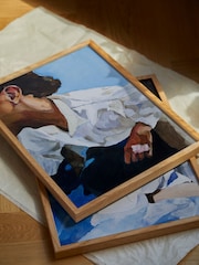 Paper Collective Blue The Man I Met At A Bar Framed Wall Art Print in Natural Oak Frame - Image 2 of 4