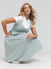 Simply Be Blue 100% Cotton Gingham Textured Sundress With Pockets - Image 3 of 4