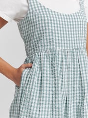 Simply Be Blue 100% Cotton Gingham Textured Sundress With Pockets - Image 4 of 4