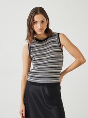 Hush Black Shannon Textured 100% Cotton Knitted Tank - Image 1 of 5