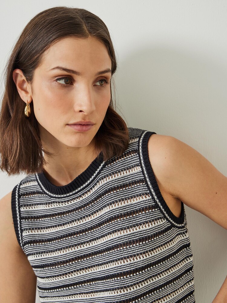 Hush Black Shannon Textured 100% Cotton Knitted Tank - Image 4 of 5