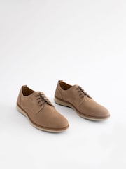 Taupe/Brown Leather Derby Shoes - Image 2 of 6