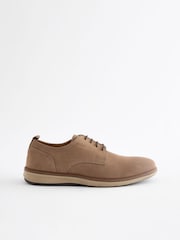 Taupe/Brown Leather Derby Shoes - Image 3 of 6