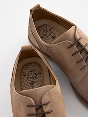 Taupe/Brown Leather Derby Shoes - Image 5 of 6