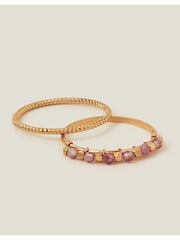 Accessorize Pink 14ct Gold Plated Beaded Ring - Image 2 of 3