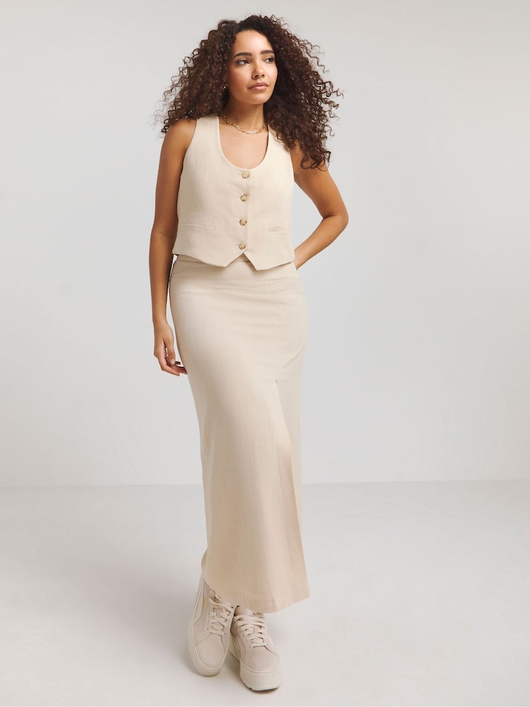Simply Be Nude Linen Tailored Waistcoat - Image 3 of 4
