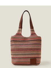 Accessorize Brown Stripe Raffia Shoulder Bag - Image 2 of 4
