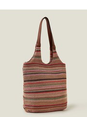 Accessorize Brown Stripe Raffia Shoulder Bag - Image 3 of 4