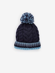 Navy Blue Stripe Pom Hat (3mths-16yrs) - Image 1 of 3