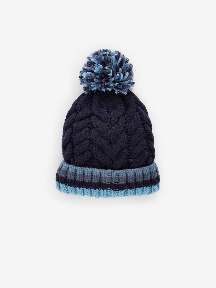 Navy Blue Stripe Pom Hat (3mths-16yrs) - Image 1 of 3