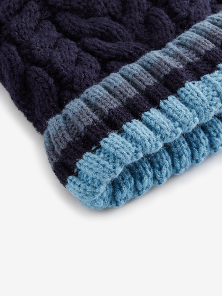 Navy Blue Stripe Pom Hat (3mths-16yrs) - Image 2 of 3