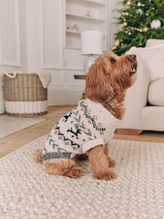 Black/White Christmas Dog Jumper - Image 1 of 9