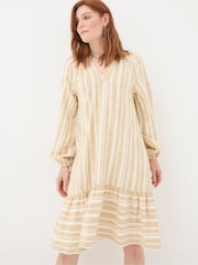 FatFace Amy Natural Linen Blend Stripe Dress - Image 1 of 7