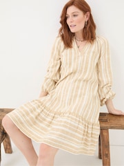 FatFace Amy Natural Linen Blend Stripe Dress - Image 3 of 7