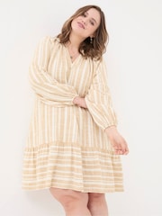 FatFace Amy Natural Linen Blend Stripe Dress - Image 4 of 7