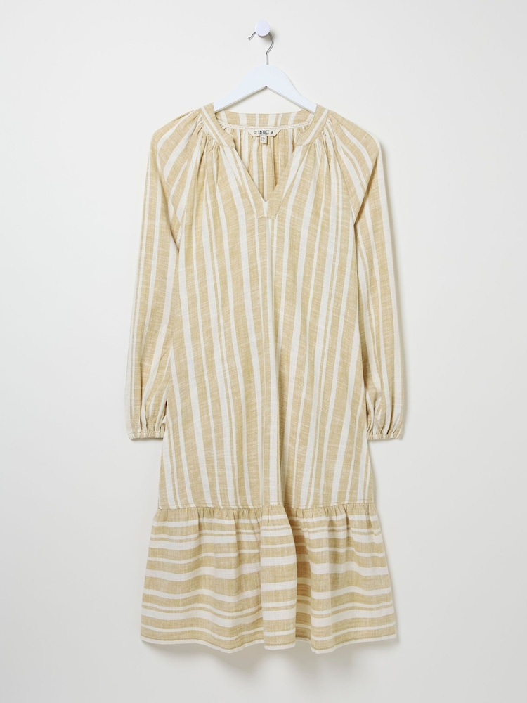 FatFace Amy Natural Linen Blend Stripe Dress - Image 7 of 7