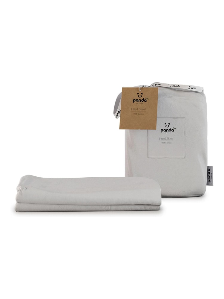 Panda London Set of 2 Pure White Kids Bamboo Viscose Fitted Cotbed Fitted Sheets - Image 1 of 4